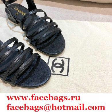 Chanel Lambskin CC Logo Sandals G36958 Black 2021 - Click Image to Close