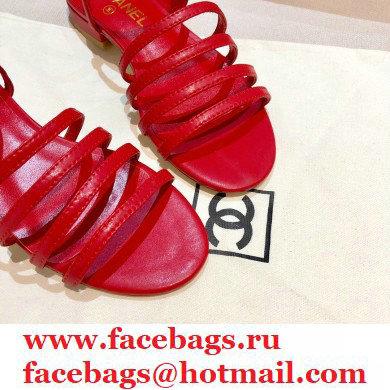 Chanel Lambskin CC Logo Sandals G36958 Red 2021 - Click Image to Close
