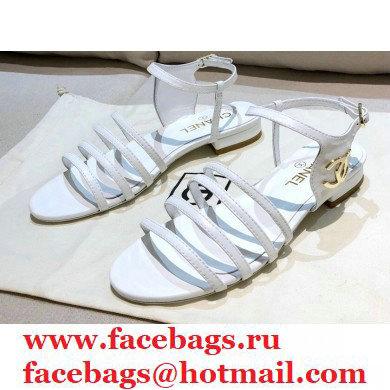 Chanel Lambskin CC Logo Sandals G36958 White 2021