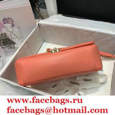 Chanel Lambskin Large Flap Bag AS2319 Coral Pink 2021 - Click Image to Close