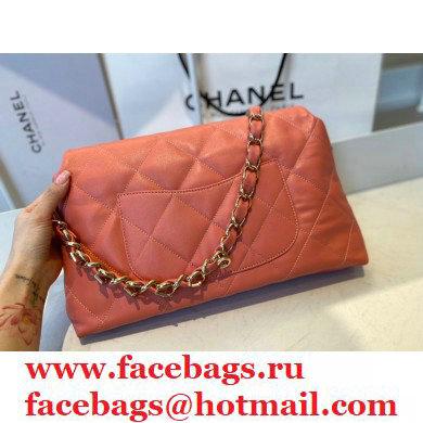 Chanel Lambskin Large Flap Bag with Logo Strap AS2316 Coral Pink 2021