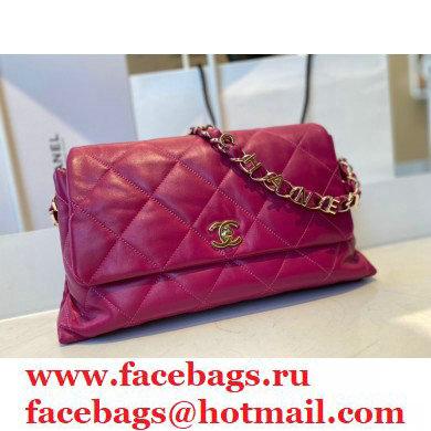 Chanel Lambskin Large Flap Bag with Logo Strap AS2316 Purple 2021