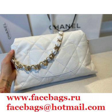 Chanel Lambskin Large Flap Bag with Logo Strap AS2316 White 2021 - Click Image to Close