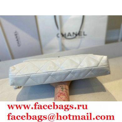 Chanel Lambskin Large Flap Bag with Logo Strap AS2316 White 2021