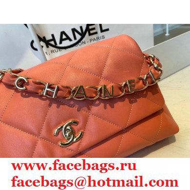 Chanel Lambskin Medium Flap Bag with Logo Strap AS2300 Coral Pink 2021 - Click Image to Close