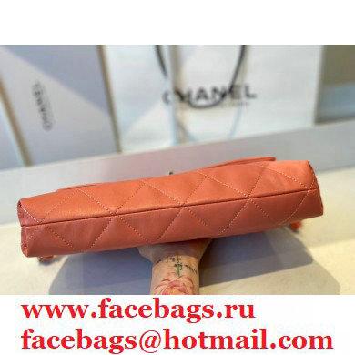 Chanel Lambskin Medium Flap Bag with Logo Strap AS2300 Coral Pink 2021