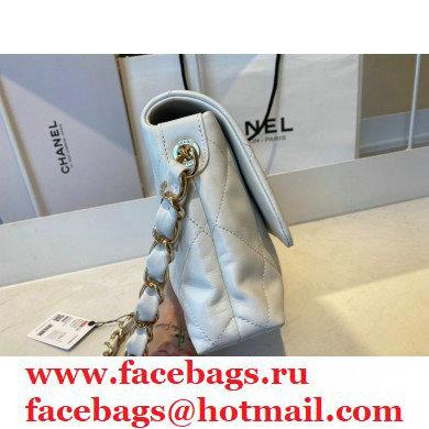 Chanel Lambskin Medium Flap Bag with Logo Strap AS2300 White 2021