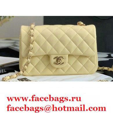 Chanel Lambskin Rectangular Small Classic Flap Bag Light Yellow 2021
