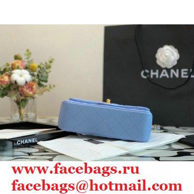 Chanel Lambskin Rectangular Small Classic Flap Bag Sky Blue 2021