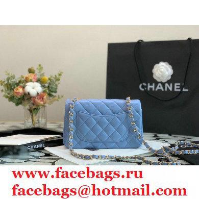 Chanel Lambskin Rectangular Small Classic Flap Bag Sky Blue 2021 - Click Image to Close