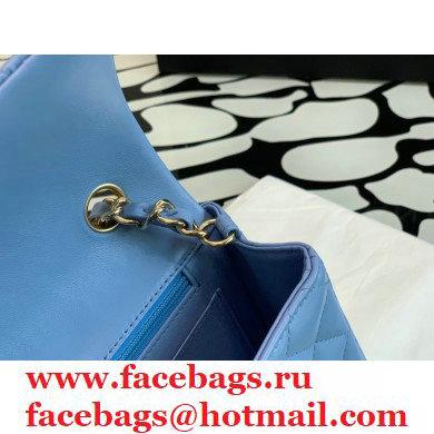 Chanel Lambskin Rectangular Small Classic Flap Bag Sky Blue 2021