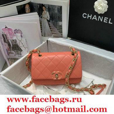 Chanel Lambskin Small Flap Bag AS2317 Coral Pink 2021 - Click Image to Close