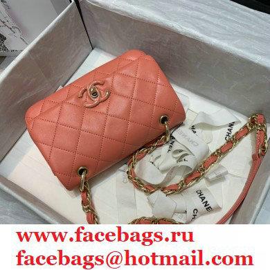 Chanel Lambskin Small Flap Bag AS2317 Coral Pink 2021