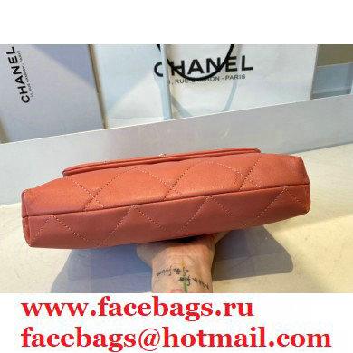 Chanel Lambskin Small Flap Bag with Logo Strap AS2299 Coral Pink 2021