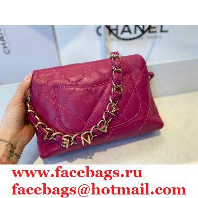 Chanel Lambskin Small Flap Bag with Logo Strap AS2299 Purple 2021 - Click Image to Close
