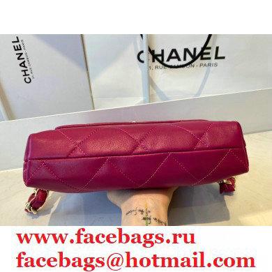 Chanel Lambskin Small Flap Bag with Logo Strap AS2299 Purple 2021