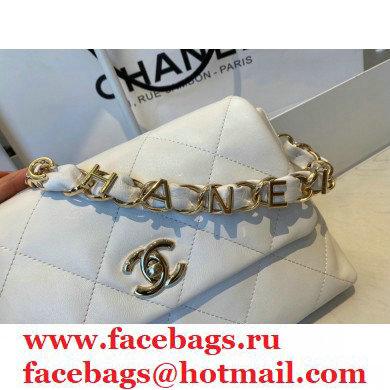 Chanel Lambskin Small Flap Bag with Logo Strap AS2299 White 2021 - Click Image to Close