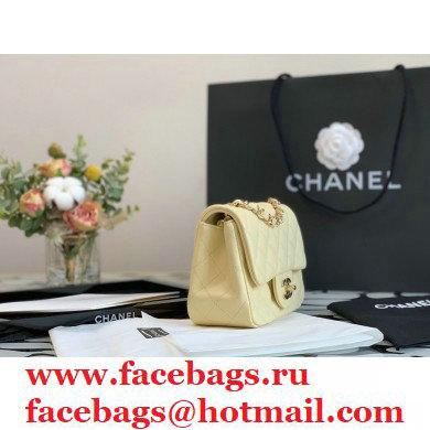 Chanel Lambskin Square Mini Classic Flap Bag Light Yellow 2021