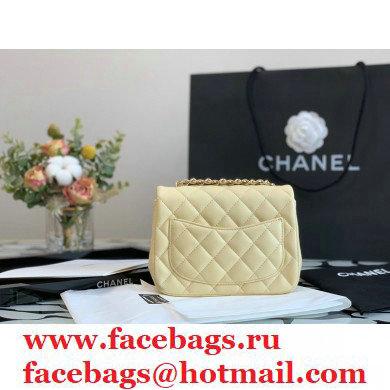 Chanel Lambskin Square Mini Classic Flap Bag Light Yellow 2021 - Click Image to Close