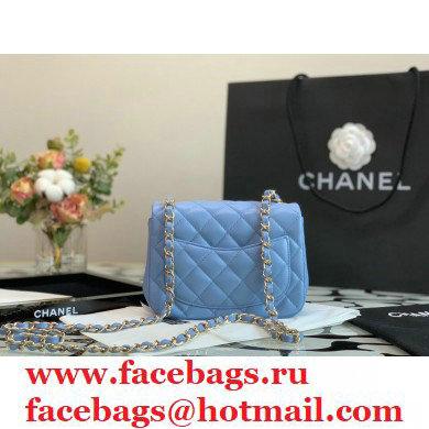 Chanel Lambskin Square Mini Classic Flap Bag Sky Blue 2021