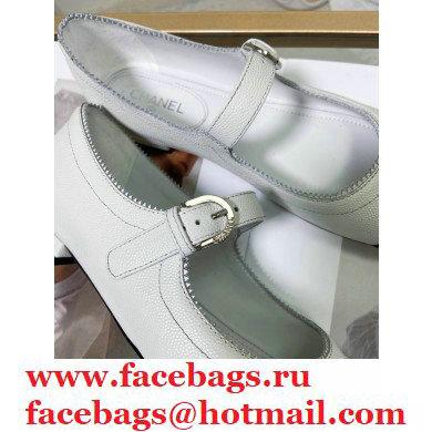 Chanel Mary Janes G36482 Grained Calfskin White 2021