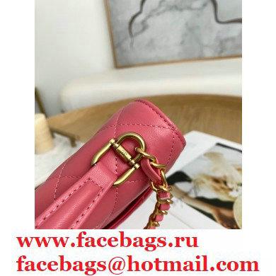 Chanel Mini Classic Flap Bag with Top Handle Coral Pink 2021 - Click Image to Close