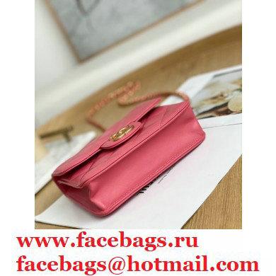 Chanel Mini Classic Flap Bag with Top Handle Coral Pink 2021