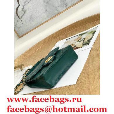 Chanel Mini Classic Flap Bag with Top Handle Dark Green 2021
