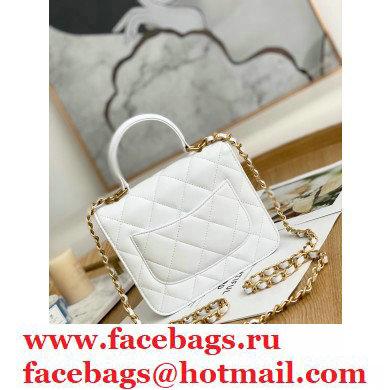 Chanel Mini Classic Flap Bag with Top Handle White 2021