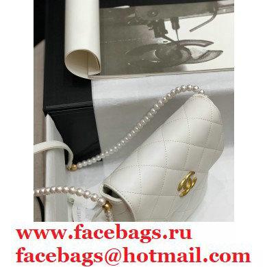 Chanel Pearl Around Flap Bag White 2021 - Click Image to Close