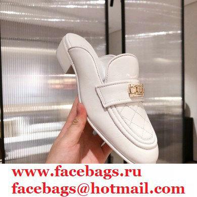 Chanel Quilting Boy Mules White 2021 - Click Image to Close