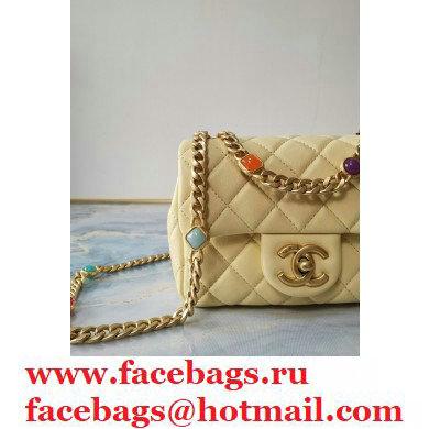 Chanel Resin Chain Lambskin Mini Flap Bag AS2379 Beige 2021