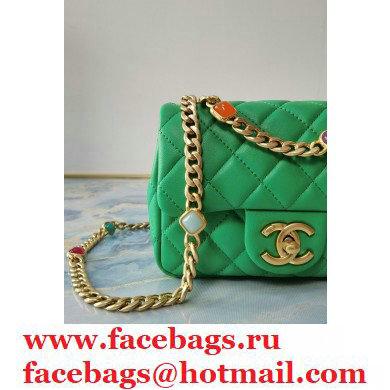 Chanel Resin Chain Lambskin Mini Flap Bag AS2379 Green 2021