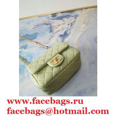 Chanel Resin Chain Lambskin Mini Flap Bag AS2379 Light Green 2021 - Click Image to Close