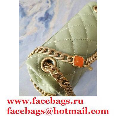 Chanel Resin Chain Lambskin Mini Flap Bag AS2379 Light Green 2021