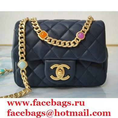 Chanel Resin Chain Lambskin Mini Flap Bag AS2379 Navy Blue 2021 - Click Image to Close