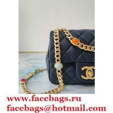 Chanel Resin Chain Lambskin Mini Flap Bag AS2379 Navy Blue 2021 - Click Image to Close