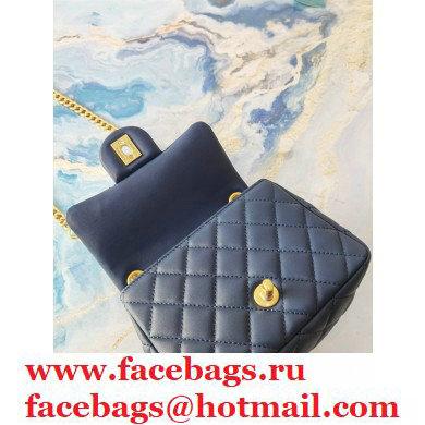 Chanel Resin Chain Lambskin Mini Flap Bag AS2379 Navy Blue 2021