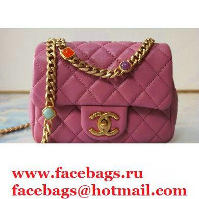 Chanel Resin Chain Lambskin Mini Flap Bag AS2379 Pink 2021 - Click Image to Close