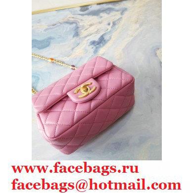 Chanel Resin Chain Lambskin Mini Flap Bag AS2379 Pink 2021
