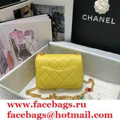 Chanel Resin Chain Lambskin Mini Flap Bag AS2379 Yellow 2021