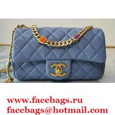Chanel Resin Chain Lambskin Small Flap Bag AS2380 Denim Blue 2021 - Click Image to Close