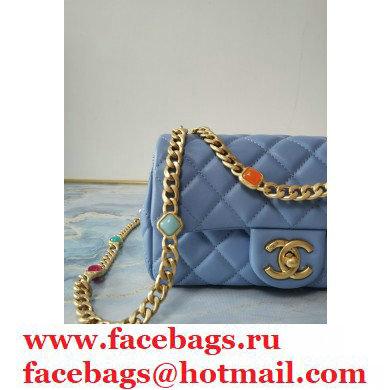 Chanel Resin Chain Lambskin Small Flap Bag AS2380 Denim Blue 2021