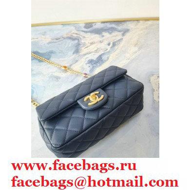 Chanel Resin Chain Lambskin Small Flap Bag AS2380 Navy Blue 2021