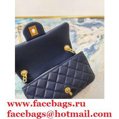 Chanel Resin Chain Lambskin Small Flap Bag AS2380 Navy Blue 2021