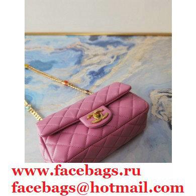 Chanel Resin Chain Lambskin Small Flap Bag AS2380 Pink 2021