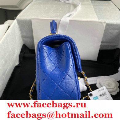 Chanel Small Classic Flap Bag with Top Handle AS2431 Blue 2021