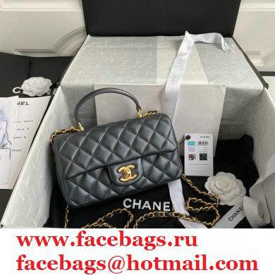 Chanel Small Classic Flap Bag with Top Handle AS2431 Dark Gray 2021
