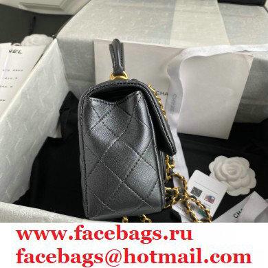 Chanel Small Classic Flap Bag with Top Handle AS2431 Dark Gray 2021