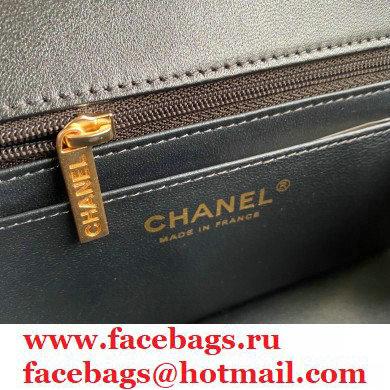 Chanel Small Classic Flap Bag with Top Handle AS2431 Dark Gray 2021 - Click Image to Close